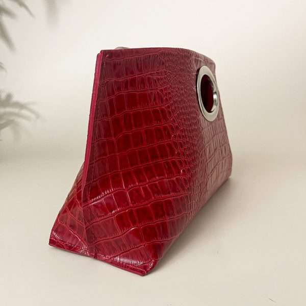 Gail Red Croc Clutch