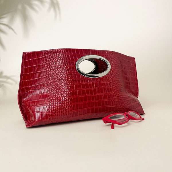Gail Red Croc Clutch