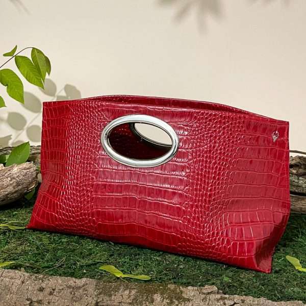 Gail Red Croc Clutch