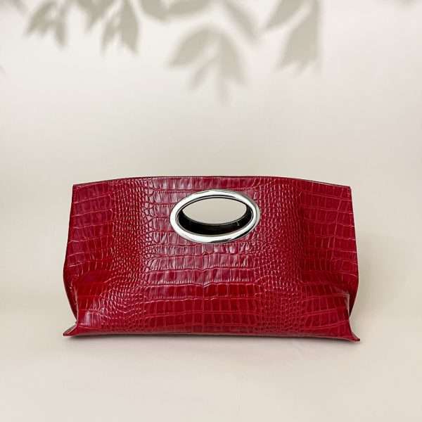 Gail Red Croc Clutch