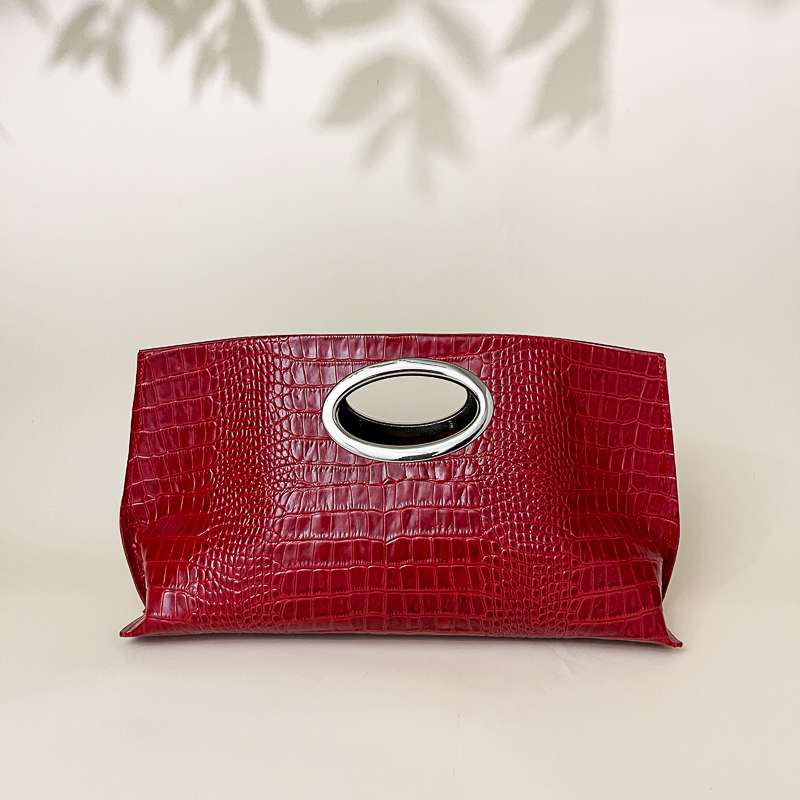 Gail Red Croc Clutch