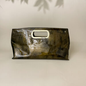 Gail Black Gold Patent Leather Clutch