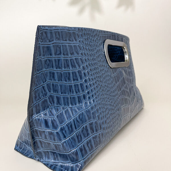 Gail Blue Croc Clutch