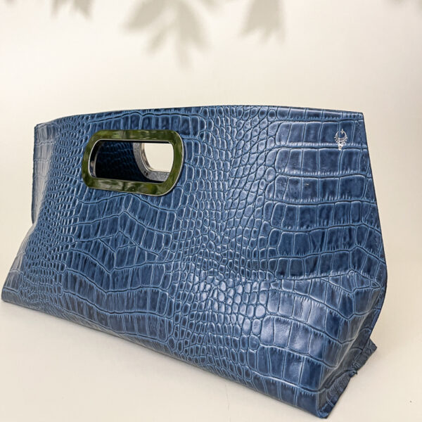 Gail Blue Croc Clutch