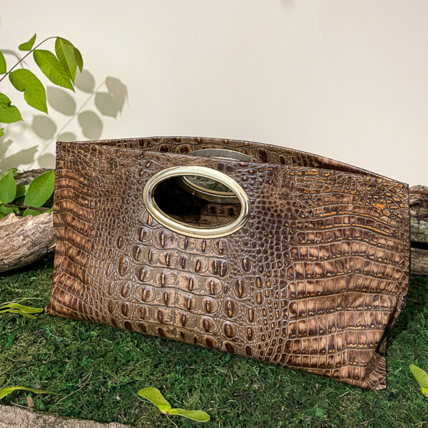 Gail Copper Croc Clutch