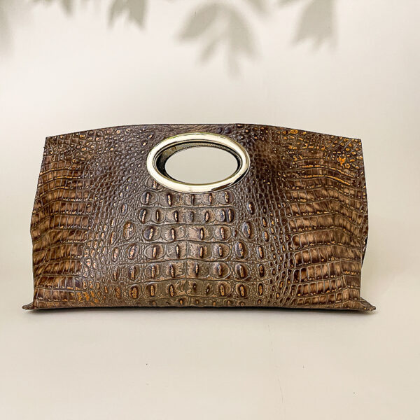 Gail Copper Croc Clutch
