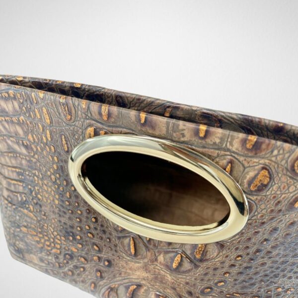 Gail Copper Croc Clutch
