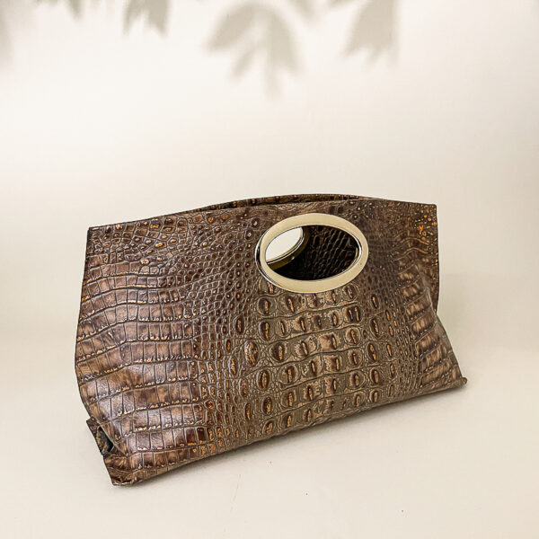 Gail Copper Croc Clutch