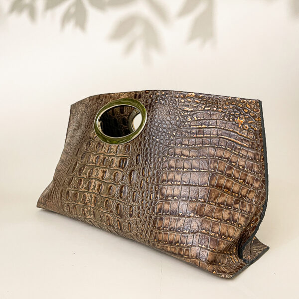Gail Copper Croc Clutch
