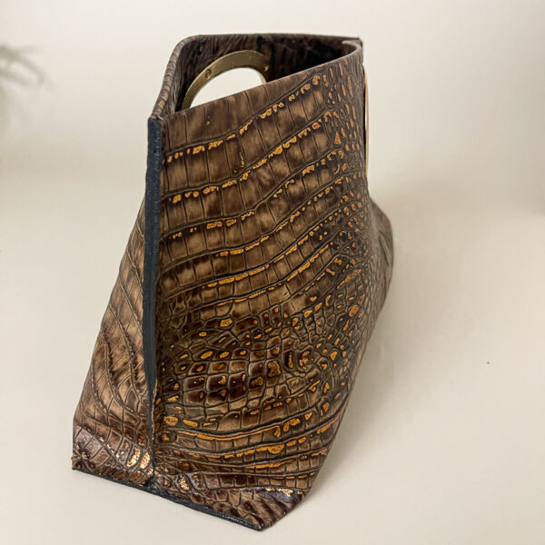 Gail Copper Croc Clutch