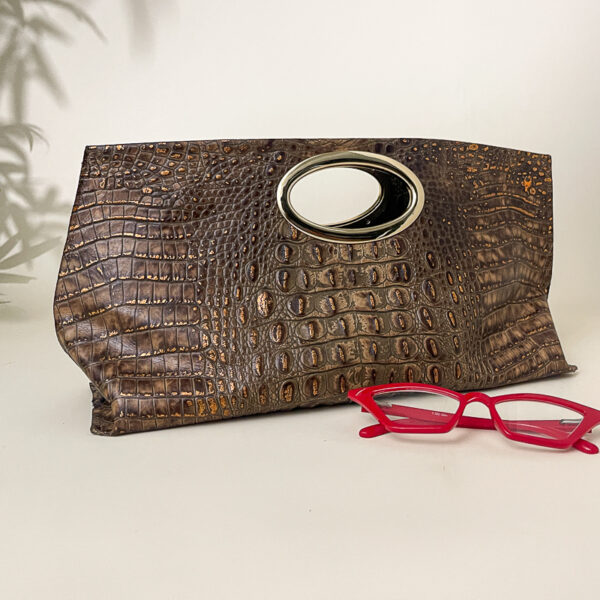 Gail Copper Croc Clutch