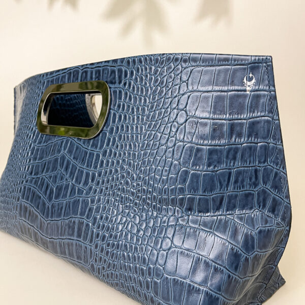 Gail Blue Croc Clutch