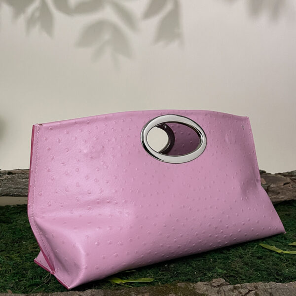 Gail Clutch Pink Ostrich Clutch
