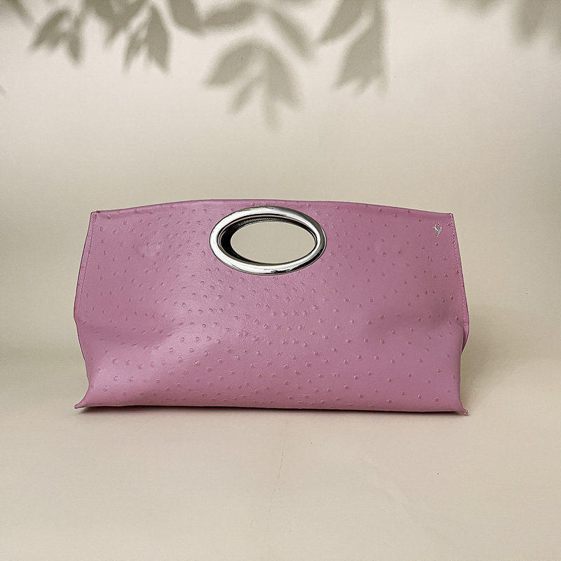 Gail Clutch Pink Ostrich Clutch