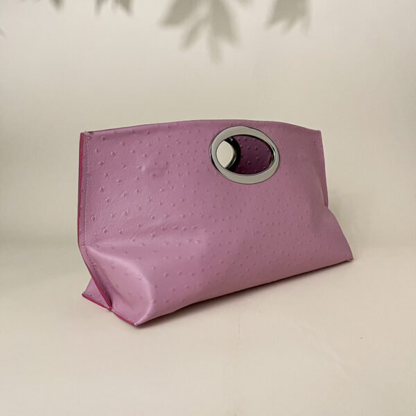 Gail Clutch Pink Ostrich Clutch