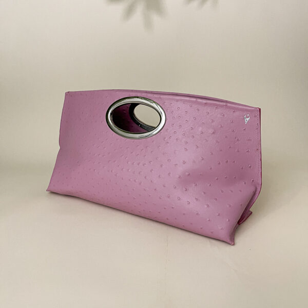Gail Clutch Pink Ostrich Clutch