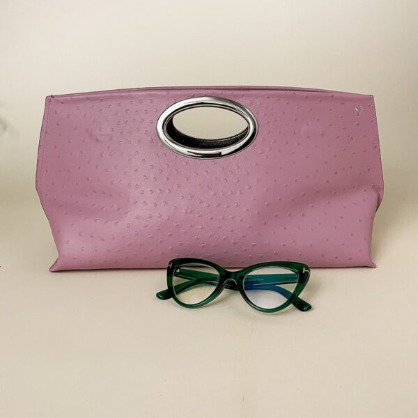 Gail Clutch Pink Ostrich Clutch