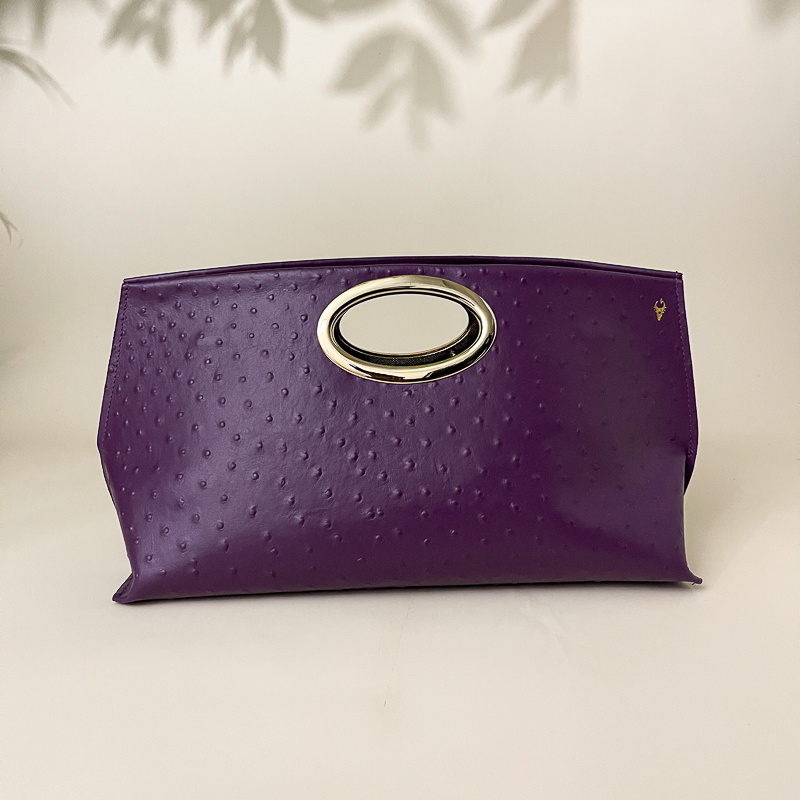 Gail Clutch Purple Ostrich Clutch