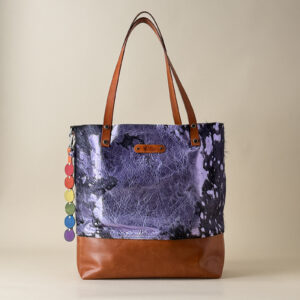 Nora Tote - Purple Metallic Hair-On